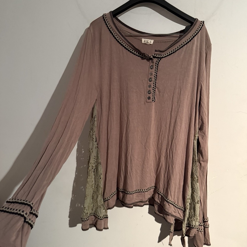 Pol Medium Tunic Boho Romantic Goblincore Asymmetrical Lace Festival - Picture 1 of 6